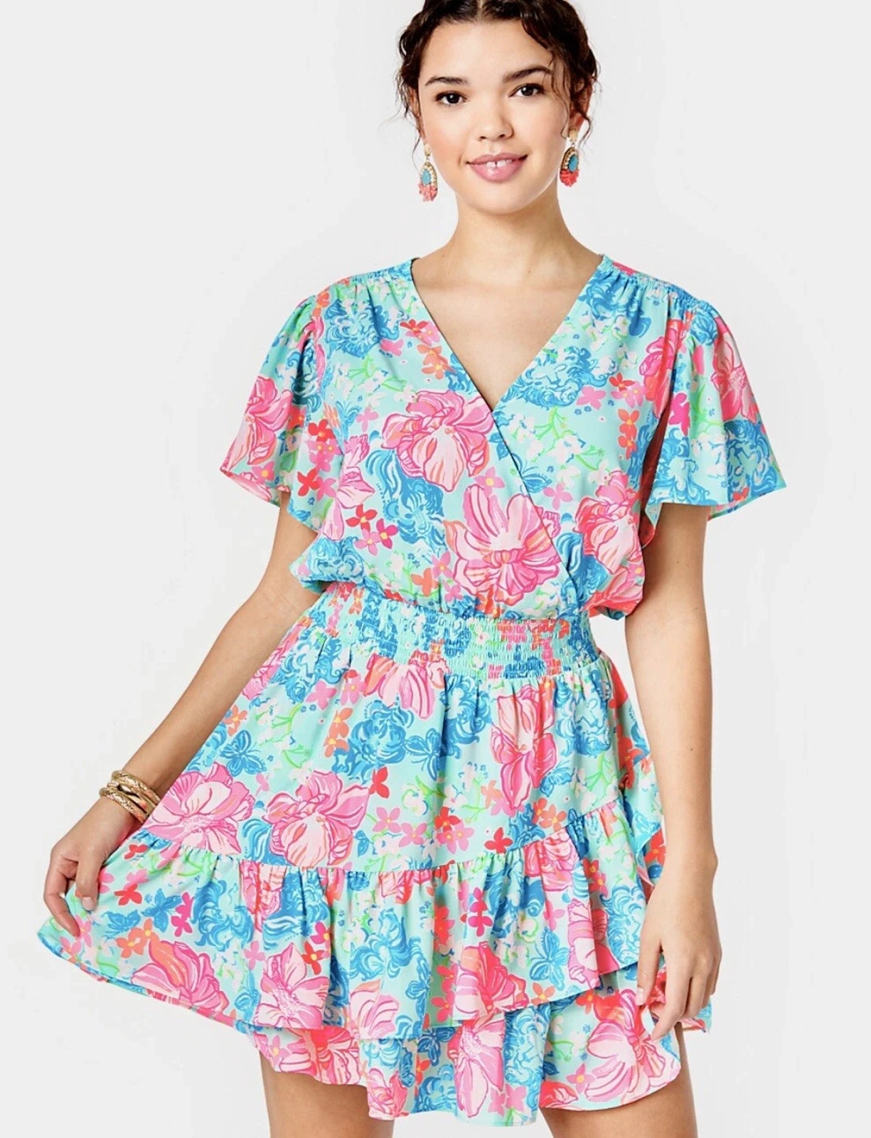Lilly Pulitzer Maryanne Surf Blue Luscious Lions Fit Flare Dress Size 10